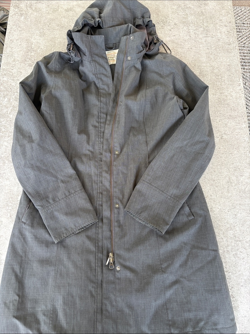 Aventura Waterproof Gray Jacket with Floral Logo Patch (Title Nine)
